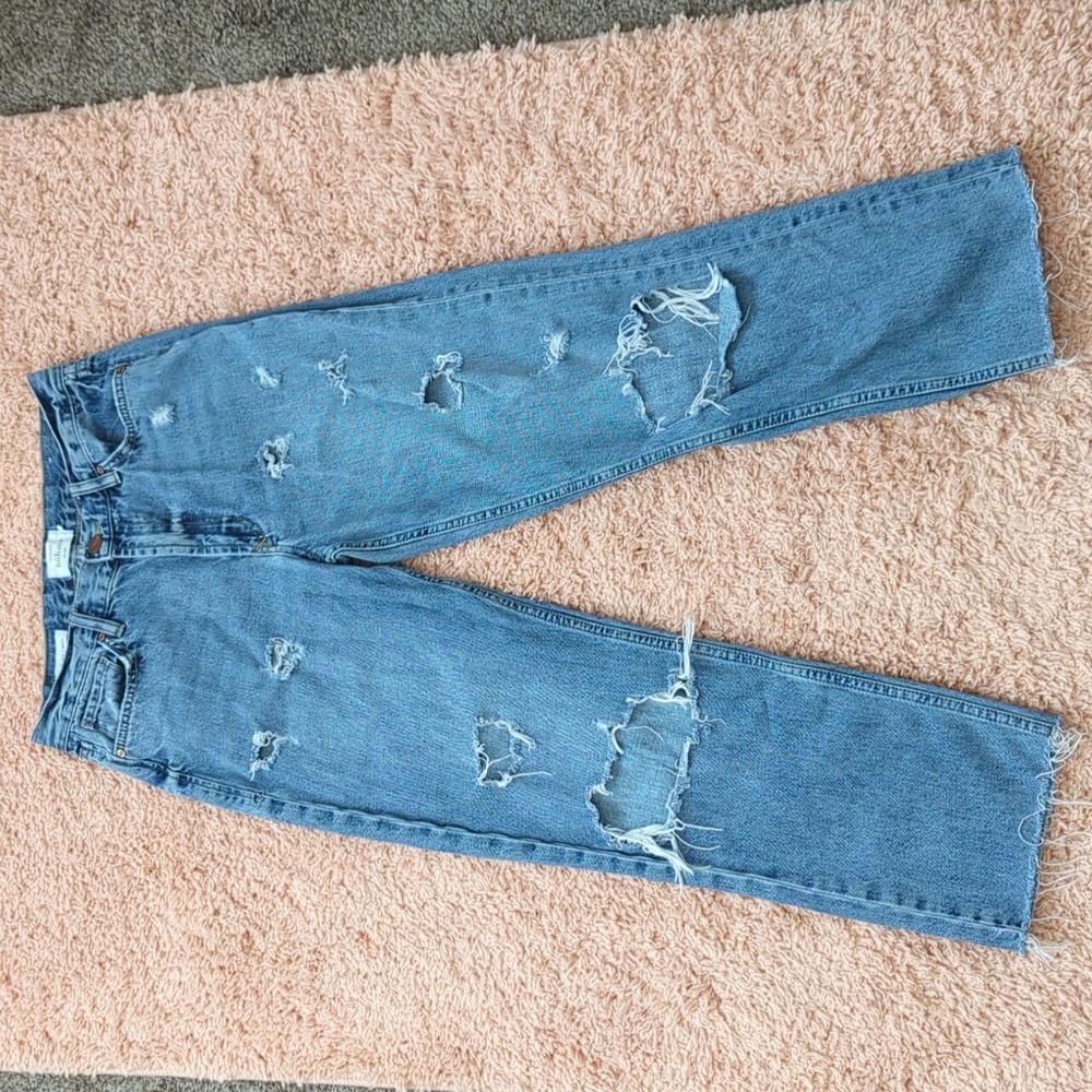 Bohme Blue Distressed Straight Leg Jeans